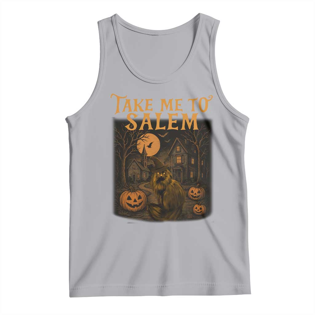 Take Me To Salem Tank Top Halloween Witch Salem Trip Black Cat Spooky Season TS11 Athletic Heather Print Your Wear