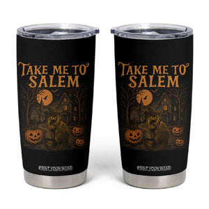 Take Me To Salem Tumbler Cup Halloween Witch Salem Trip Black Cat Spooky Season TS11 Black Print Your Wear