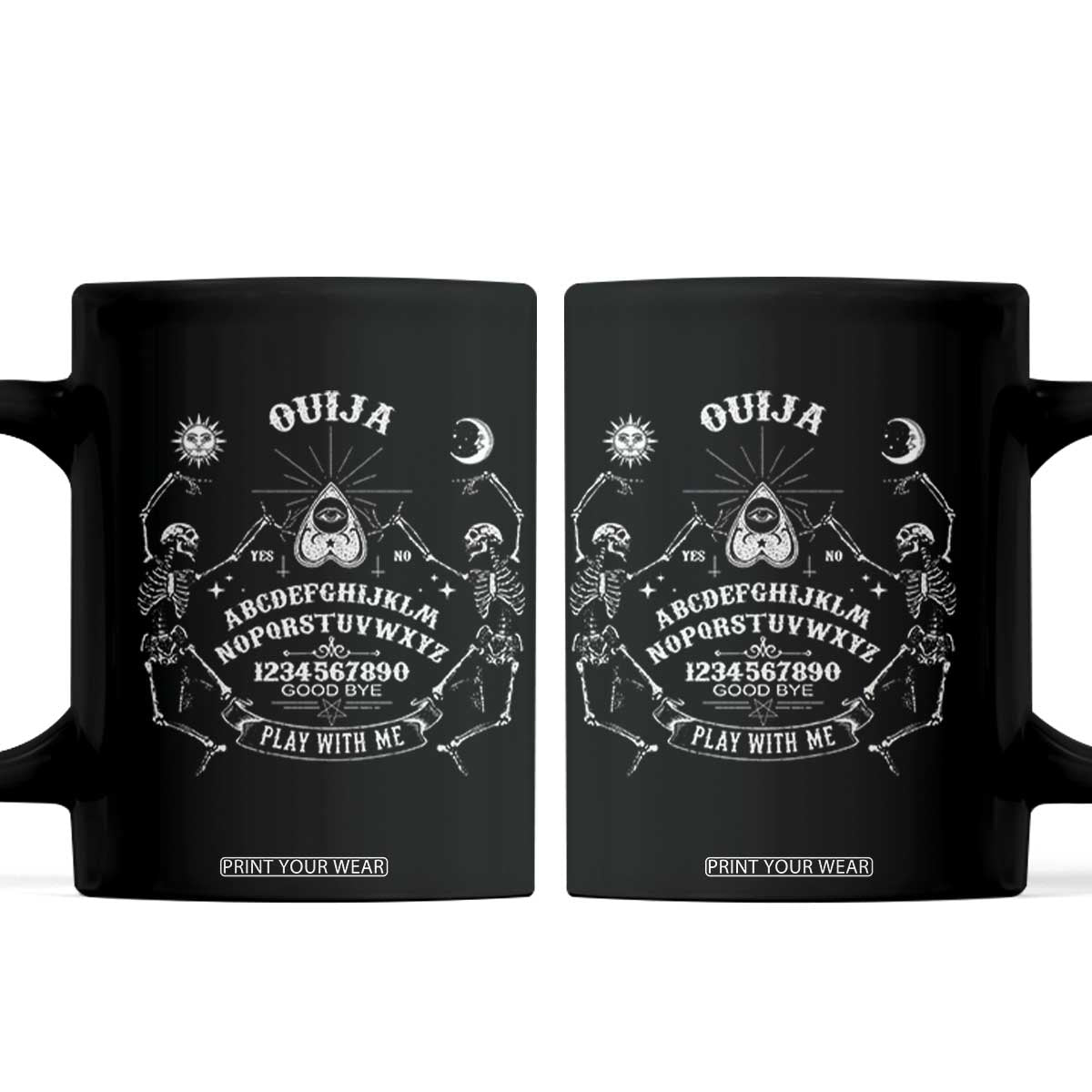 Ouija Board Spirit Board Occult Gothic Skeleton Halloween Pagan Coffee Mug TS11 Black Print Your Wear