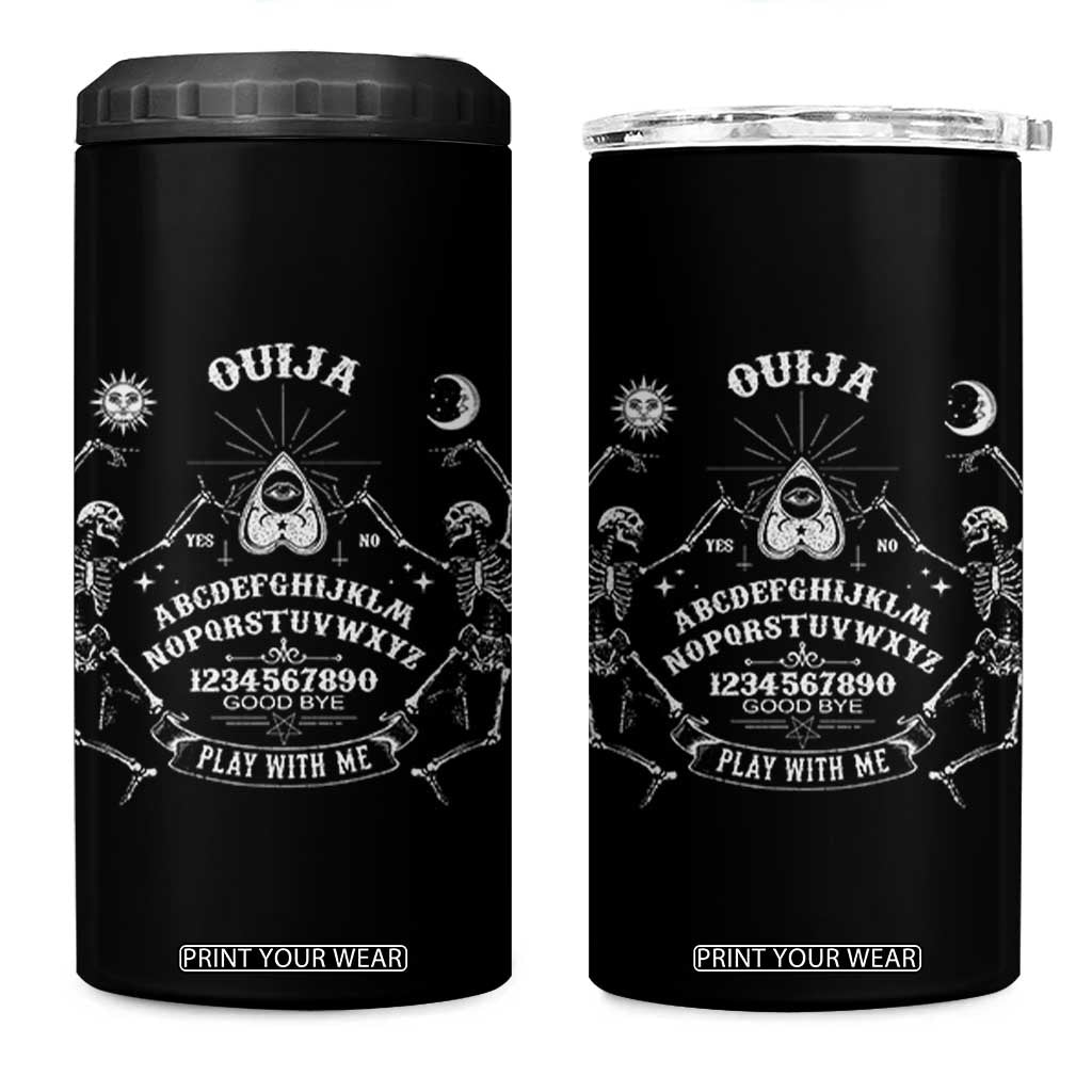 Ouija Board Spirit Board Occult Gothic Skeleton Halloween Pagan 4 in 1 Can Cooler Tumbler TS11 One Size: 16 oz Black Print Your Wear