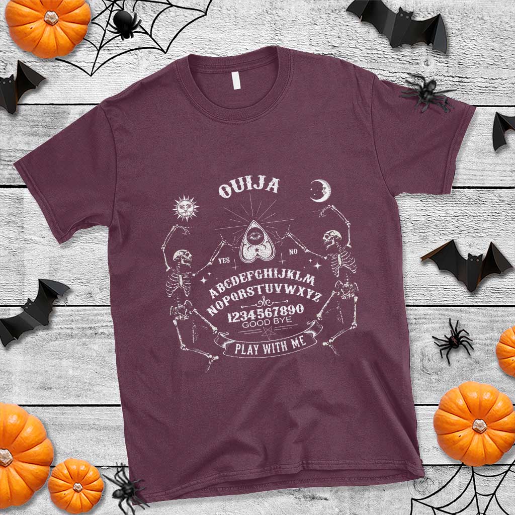 Ouija Board Spirit Board Occult Gothic Skeleton Halloween Pagan T Shirt TS11 Maroon Print Your Wear