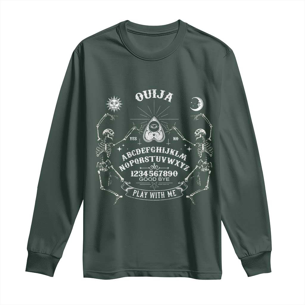 Ouija Board Spirit Board Occult Gothic Skeleton Halloween Pagan Long Sleeve Shirt TS11 Dark Forest Green Print Your Wear