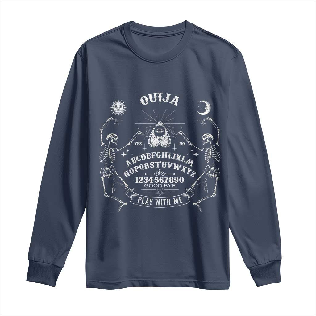 Ouija Board Spirit Board Occult Gothic Skeleton Halloween Pagan Long Sleeve Shirt TS11 Navy Print Your Wear