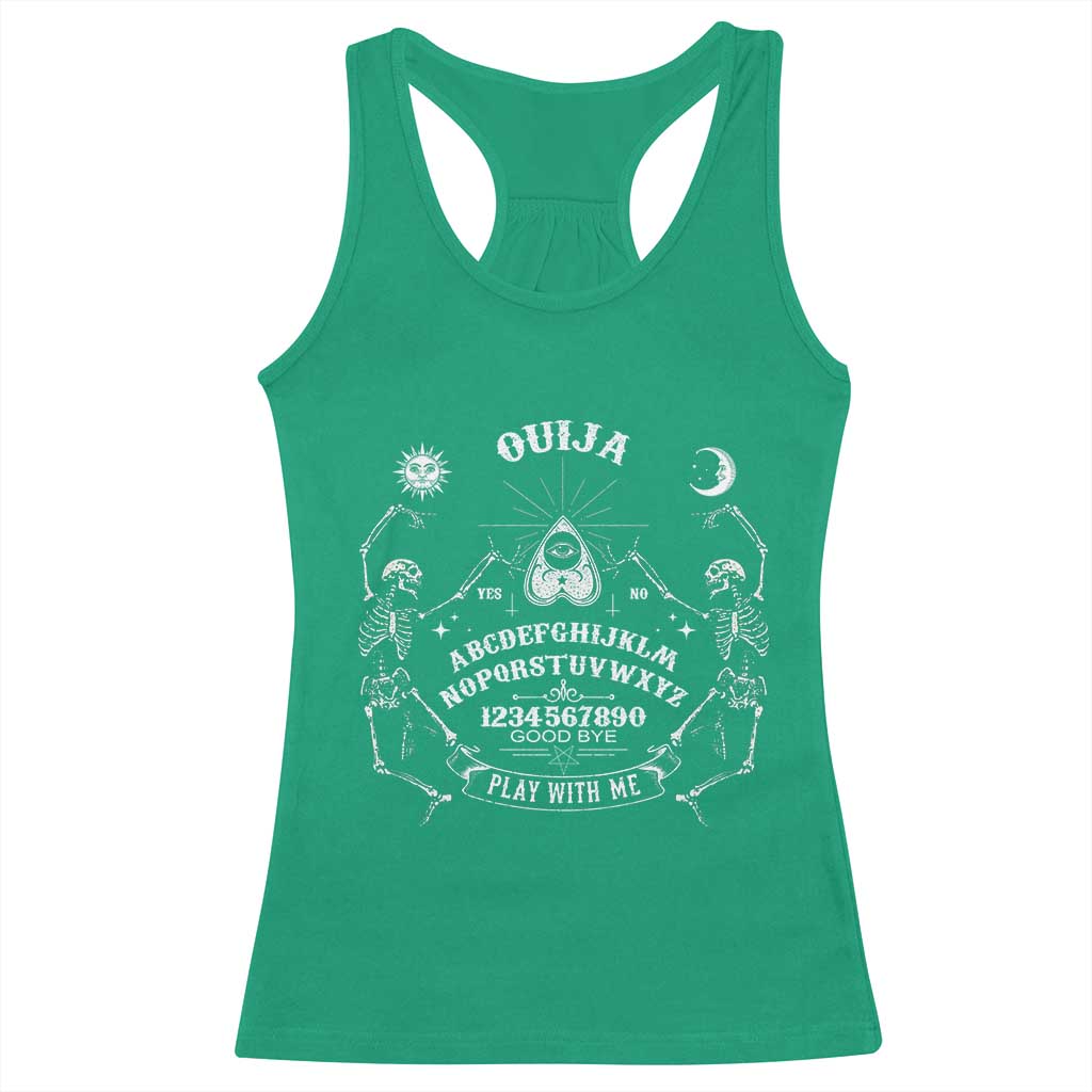 Ouija Board Spirit Board Occult Gothic Skeleton Halloween Pagan Racerback Tank Top TS11 Irish Green Print Your Wear