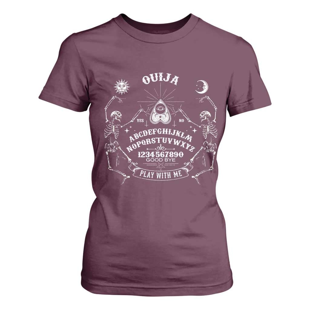 Ouija Board Spirit Board Occult Gothic Skeleton Halloween Pagan T Shirt For Women TS11 Maroon Print Your Wear
