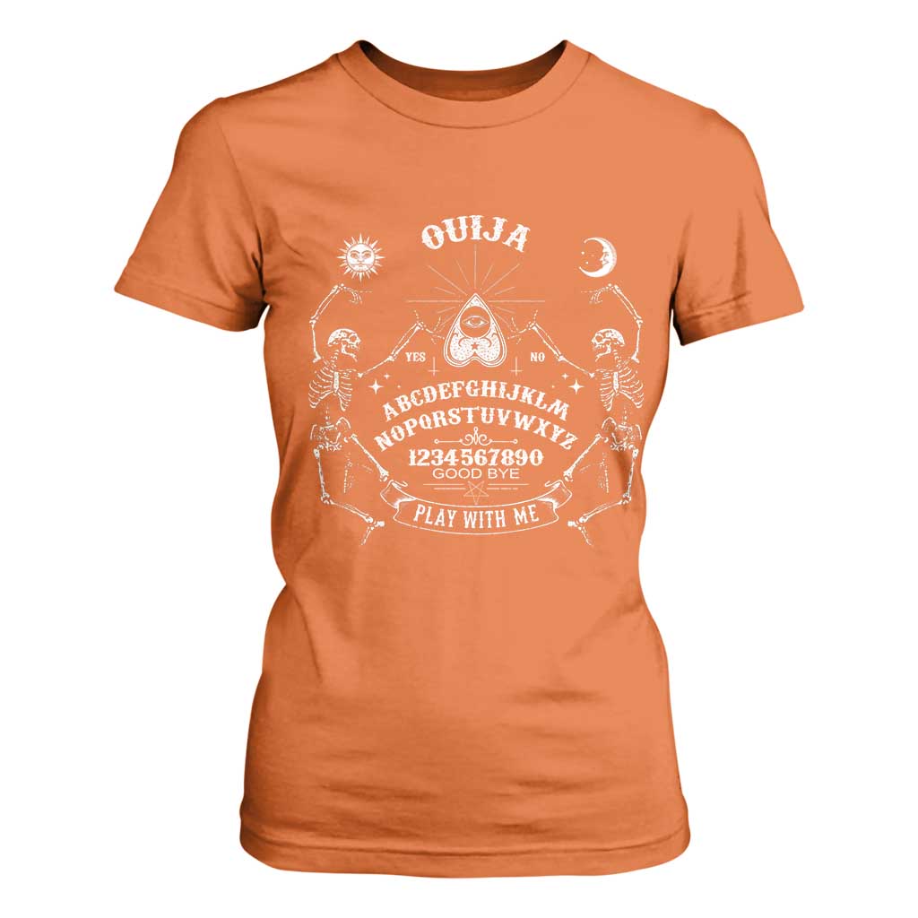 Ouija Board Spirit Board Occult Gothic Skeleton Halloween Pagan T Shirt For Women TS11 Orange Print Your Wear