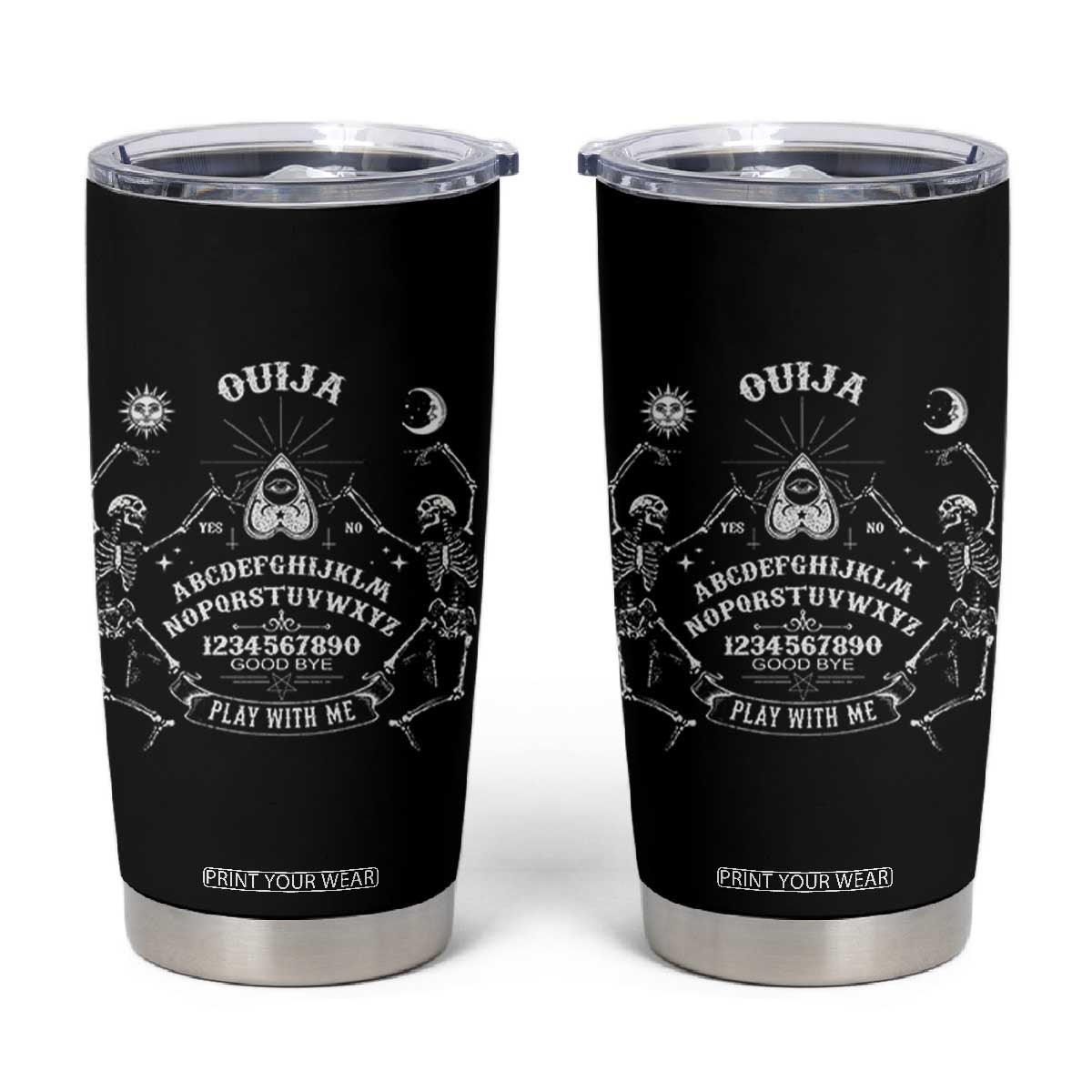 Ouija Board Spirit Board Occult Gothic Skeleton Halloween Pagan Tumbler Cup TS11 Black Print Your Wear