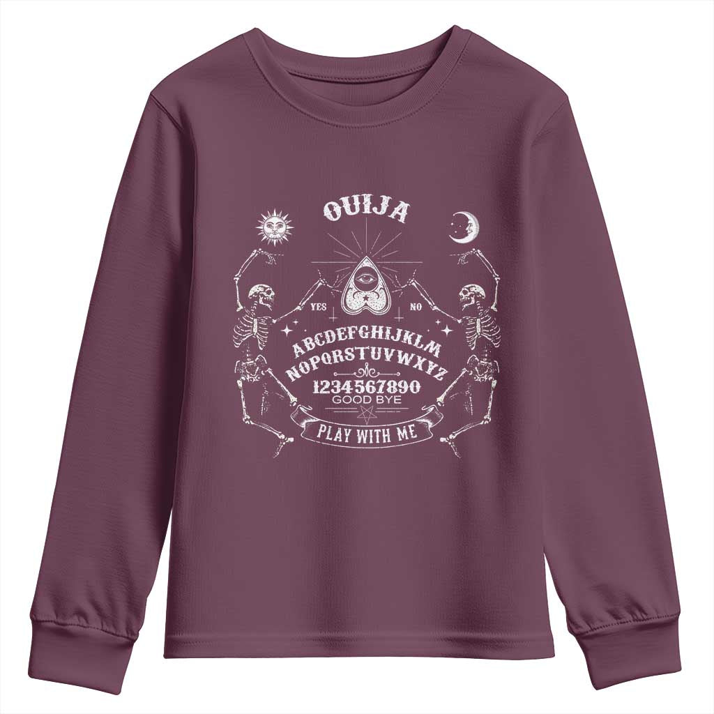 Ouija Board Spirit Board Occult Gothic Skeleton Halloween Pagan Youth Sweatshirt TS11 Maroon Print Your Wear