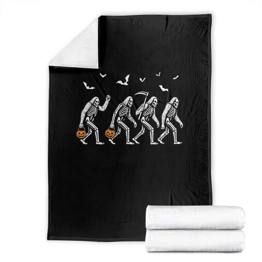 Funny Halloween Bigfoot Throw Blanket Skeleton Sasquatch Jack O Lantern TS11 Black Print Your Wear
