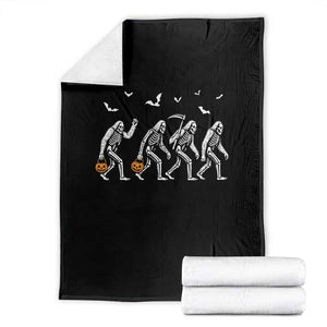 Funny Halloween Bigfoot Throw Blanket Skeleton Sasquatch Jack O Lantern TS11 Black Print Your Wear