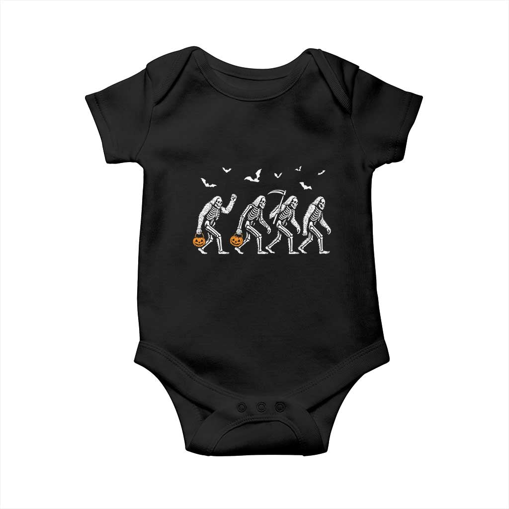 Funny Halloween Bigfoot Baby Onesie Skeleton Sasquatch Jack O Lantern TS11 Black Print Your Wear