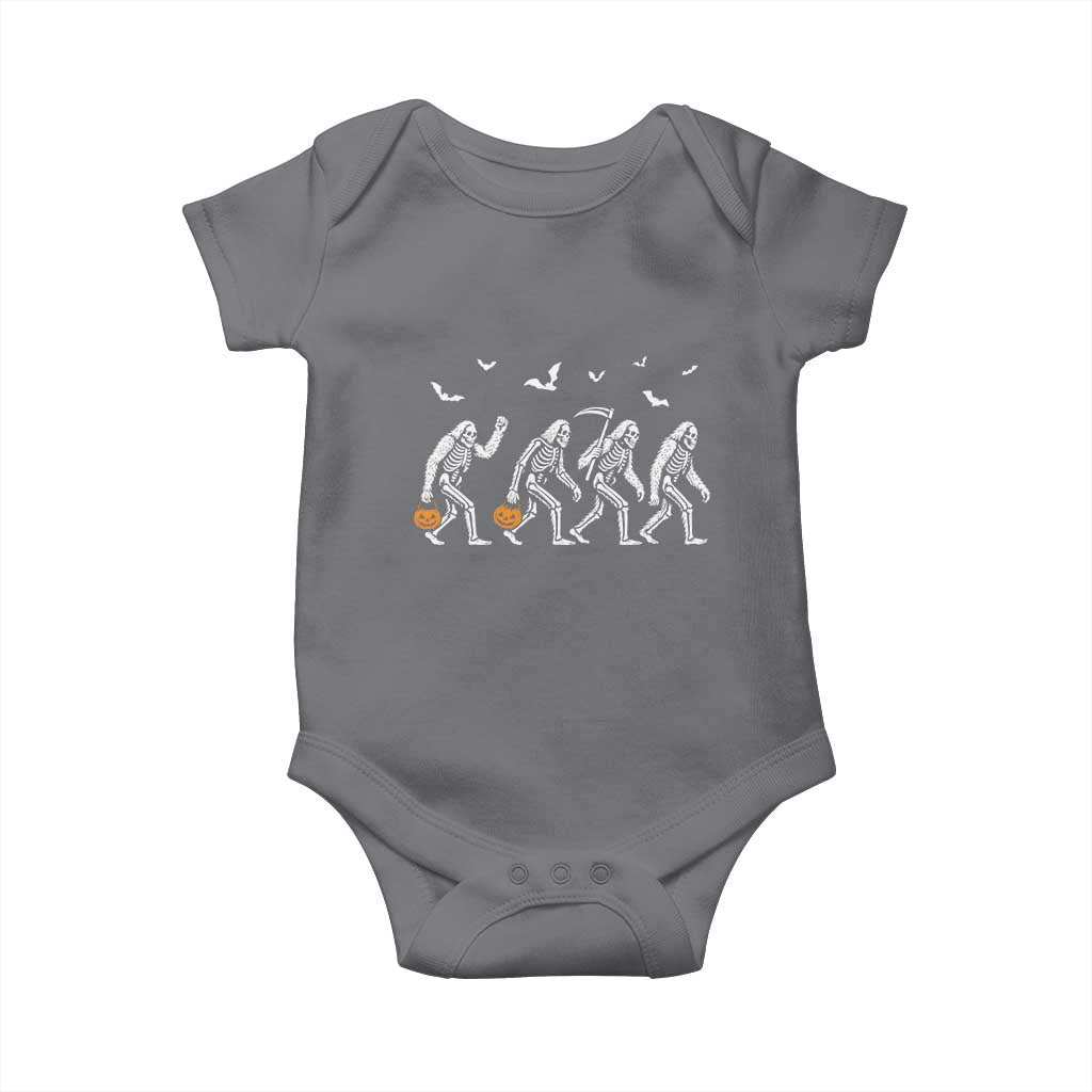 Funny Halloween Bigfoot Baby Onesie Skeleton Sasquatch Jack O Lantern TS11 Charcoal Print Your Wear