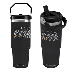 Funny Halloween Bigfoot Flip Straw Tumbler Skeleton Sasquatch Jack O Lantern TS11 One Size: 30 oz Black Print Your Wear