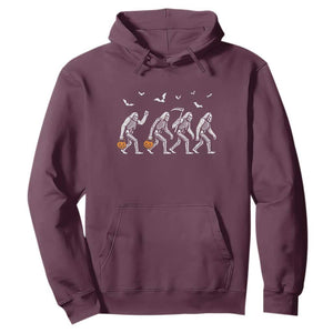 Funny Halloween Bigfoot Hoodie Skeleton Sasquatch Jack O Lantern TS11 Maroon Print Your Wear