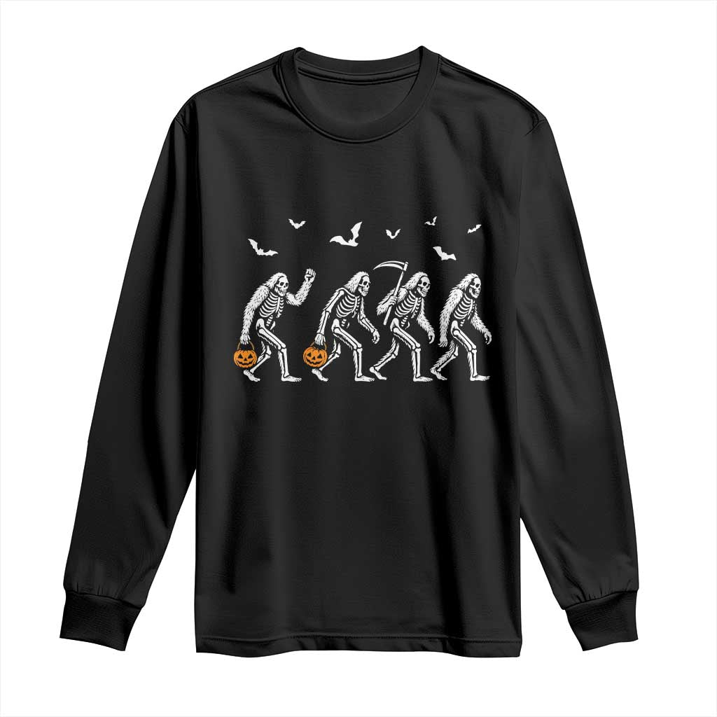 Funny Halloween Bigfoot Long Sleeve Shirt Skeleton Sasquatch Jack O Lantern TS11 Black Print Your Wear