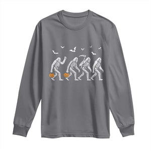 Funny Halloween Bigfoot Long Sleeve Shirt Skeleton Sasquatch Jack O Lantern TS11 Charcoal Print Your Wear