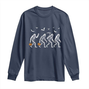 Funny Halloween Bigfoot Long Sleeve Shirt Skeleton Sasquatch Jack O Lantern TS11 Navy Print Your Wear