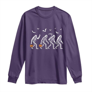 Funny Halloween Bigfoot Long Sleeve Shirt Skeleton Sasquatch Jack O Lantern TS11 Purple Print Your Wear