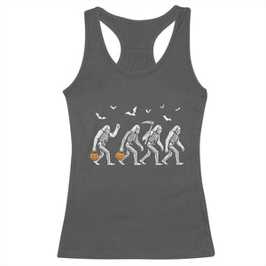 Funny Halloween Bigfoot Racerback Tank Top Skeleton Sasquatch Jack O Lantern TS11 Dark Heather Print Your Wear