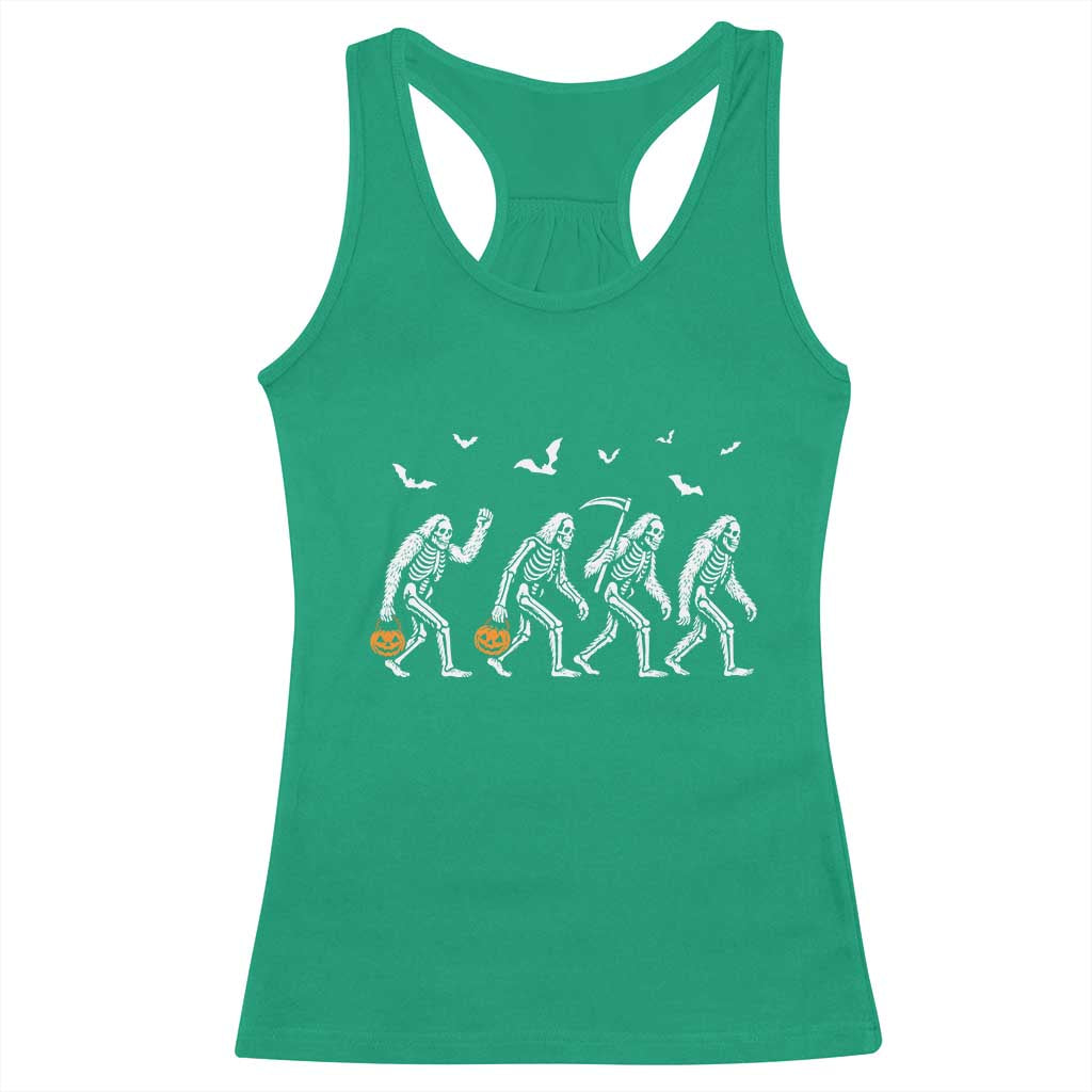 Funny Halloween Bigfoot Racerback Tank Top Skeleton Sasquatch Jack O Lantern TS11 Irish Green Print Your Wear