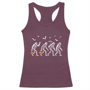Funny Halloween Bigfoot Racerback Tank Top Skeleton Sasquatch Jack O Lantern TS11 Maroon Print Your Wear