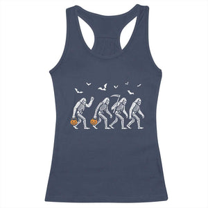Funny Halloween Bigfoot Racerback Tank Top Skeleton Sasquatch Jack O Lantern TS11 Navy Print Your Wear