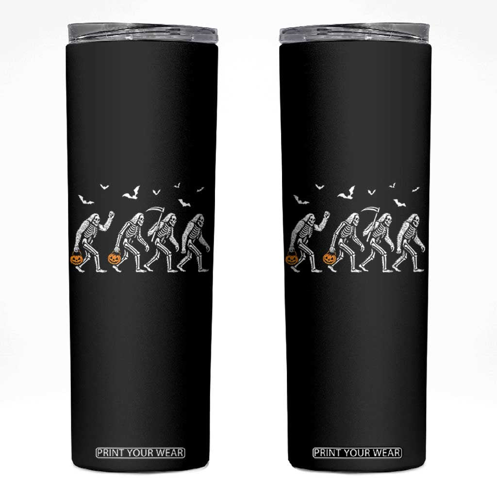 Funny Halloween Bigfoot Skinny Tumbler Skeleton Sasquatch Jack O Lantern TS11 Black Print Your Wear