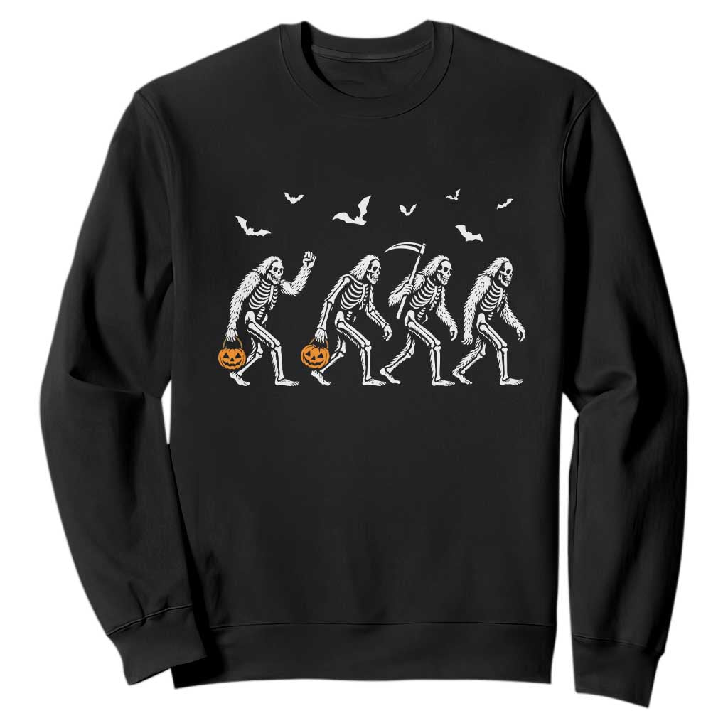 Funny Halloween Bigfoot Sweatshirt Skeleton Sasquatch Jack O Lantern TS11 Black Print Your Wear