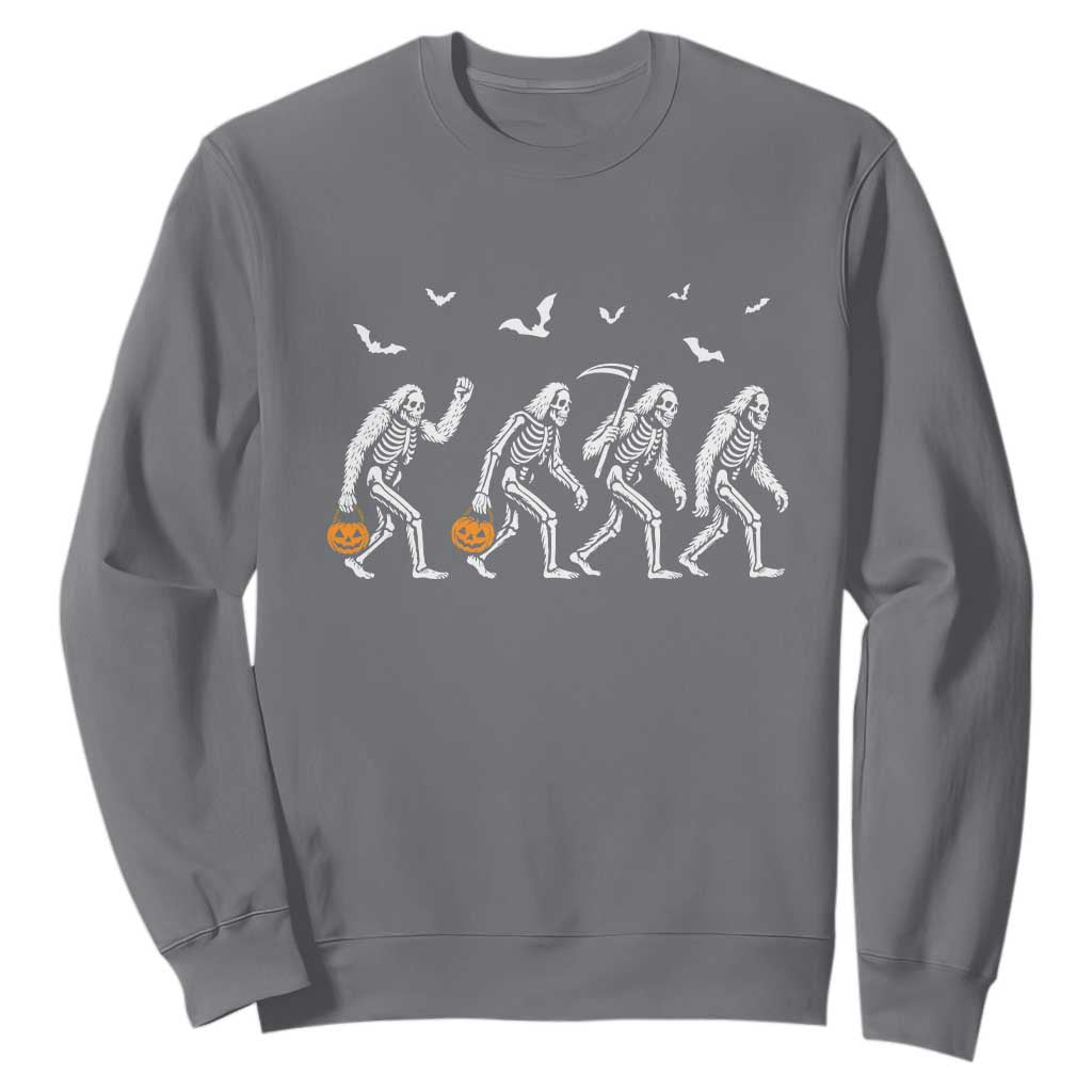 Funny Halloween Bigfoot Sweatshirt Skeleton Sasquatch Jack O Lantern TS11 Charcoal Print Your Wear