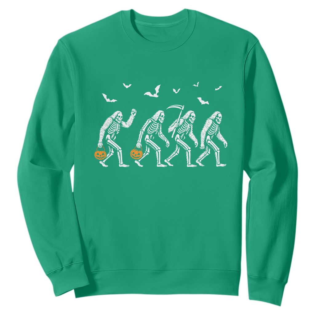 Funny Halloween Bigfoot Sweatshirt Skeleton Sasquatch Jack O Lantern TS11 Irish Green Print Your Wear