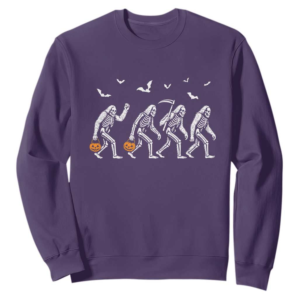 Funny Halloween Bigfoot Sweatshirt Skeleton Sasquatch Jack O Lantern TS11 Purple Print Your Wear