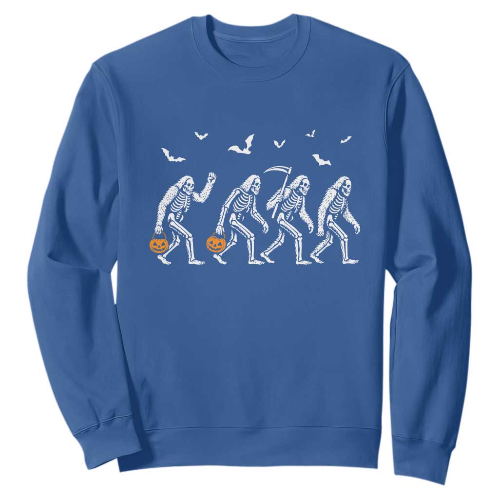 Funny Halloween Bigfoot Sweatshirt Skeleton Sasquatch Jack O Lantern TS11 Royal Blue Print Your Wear