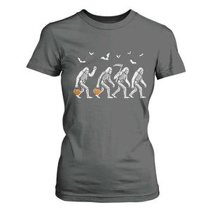 Funny Halloween Bigfoot T Shirt For Women Skeleton Sasquatch Jack O Lantern TS11 Dark Heather Print Your Wear