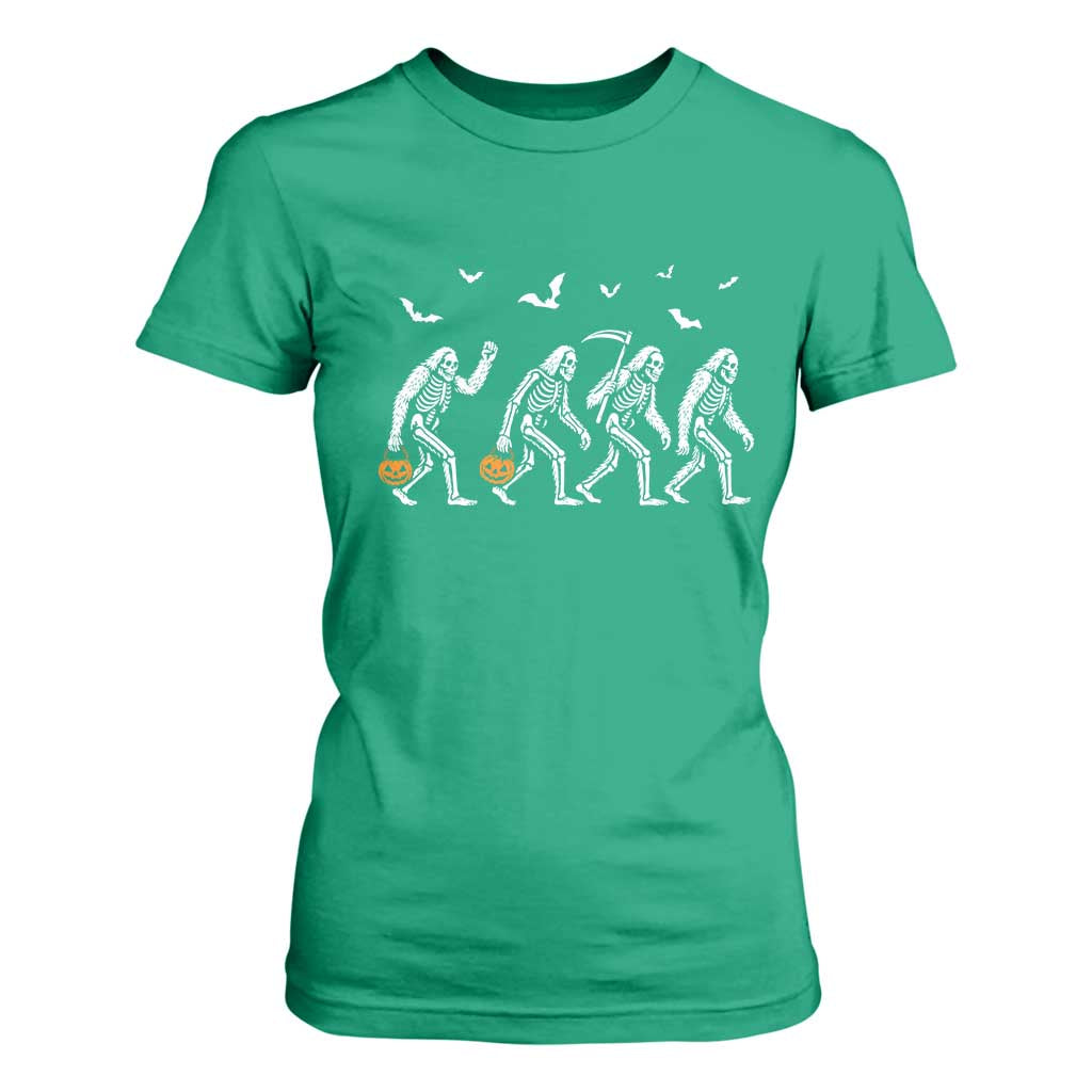 Funny Halloween Bigfoot T Shirt For Women Skeleton Sasquatch Jack O Lantern TS11 Irish Green Print Your Wear