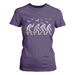 Funny Halloween Bigfoot T Shirt For Women Skeleton Sasquatch Jack O Lantern TS11 Purple Print Your Wear