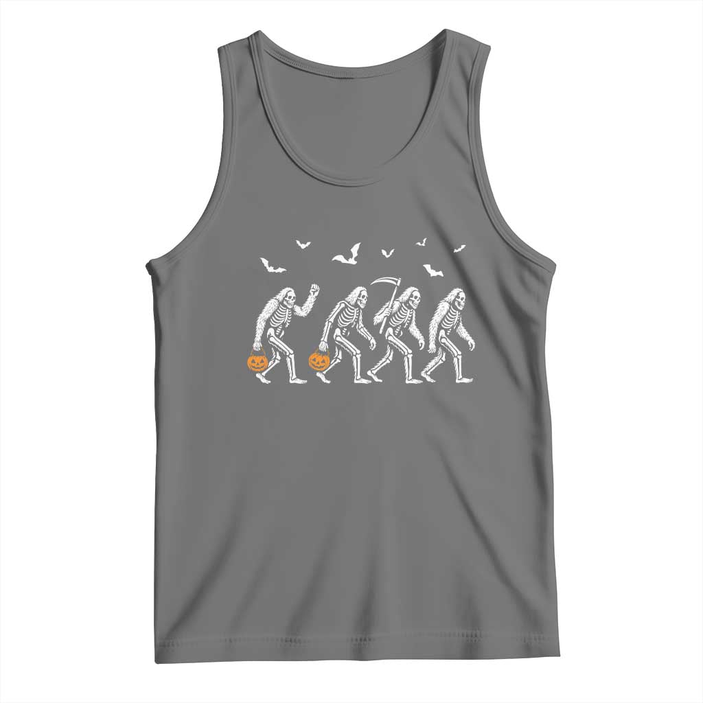 Funny Halloween Bigfoot Tank Top Skeleton Sasquatch Jack O Lantern TS11 Black Heather Print Your Wear