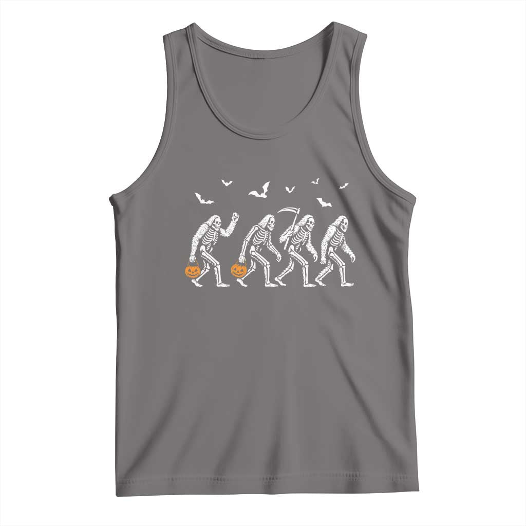 Funny Halloween Bigfoot Tank Top Skeleton Sasquatch Jack O Lantern TS11 Deep Heather Print Your Wear