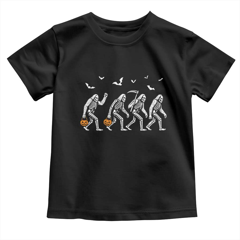 Funny Halloween Bigfoot Toddler T Shirt Skeleton Sasquatch Jack O Lantern TS11 Black Print Your Wear