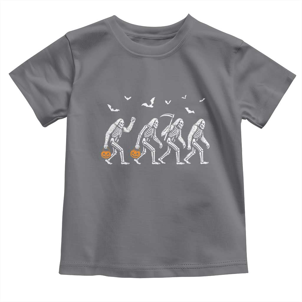 Funny Halloween Bigfoot Toddler T Shirt Skeleton Sasquatch Jack O Lantern TS11 Charcoal Print Your Wear