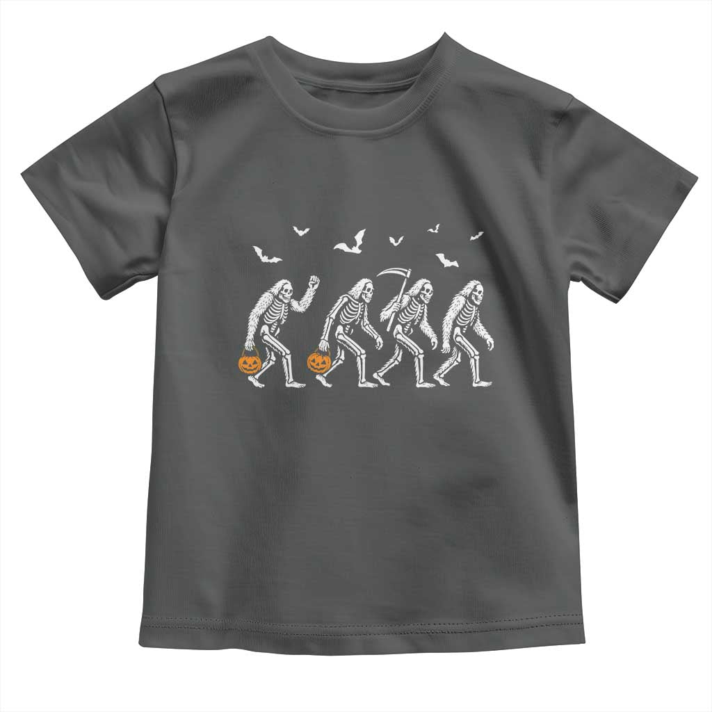 Funny Halloween Bigfoot Toddler T Shirt Skeleton Sasquatch Jack O Lantern TS11 Dark Heather Print Your Wear