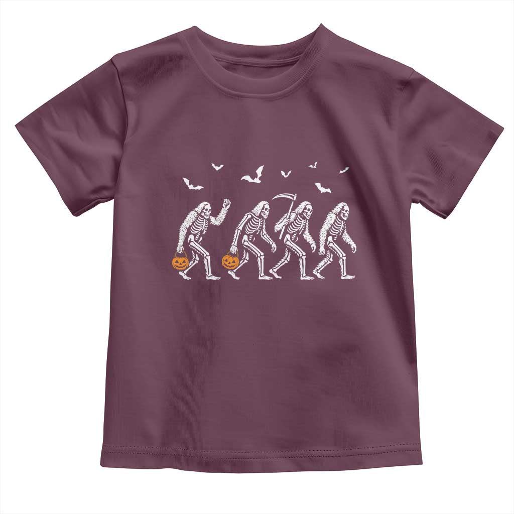 Funny Halloween Bigfoot Toddler T Shirt Skeleton Sasquatch Jack O Lantern TS11 Maroon Print Your Wear