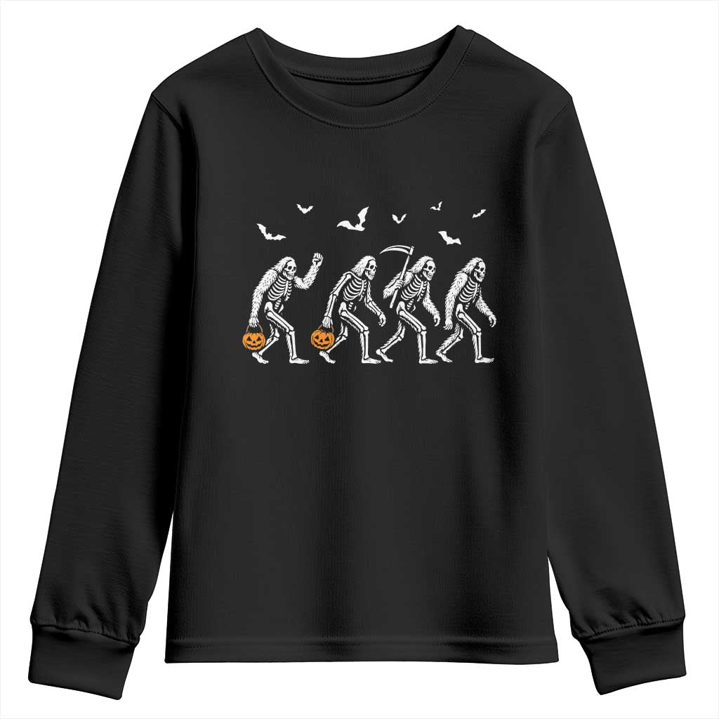 Funny Halloween Bigfoot Youth Sweatshirt Skeleton Sasquatch Jack O Lantern TS11 Black Print Your Wear