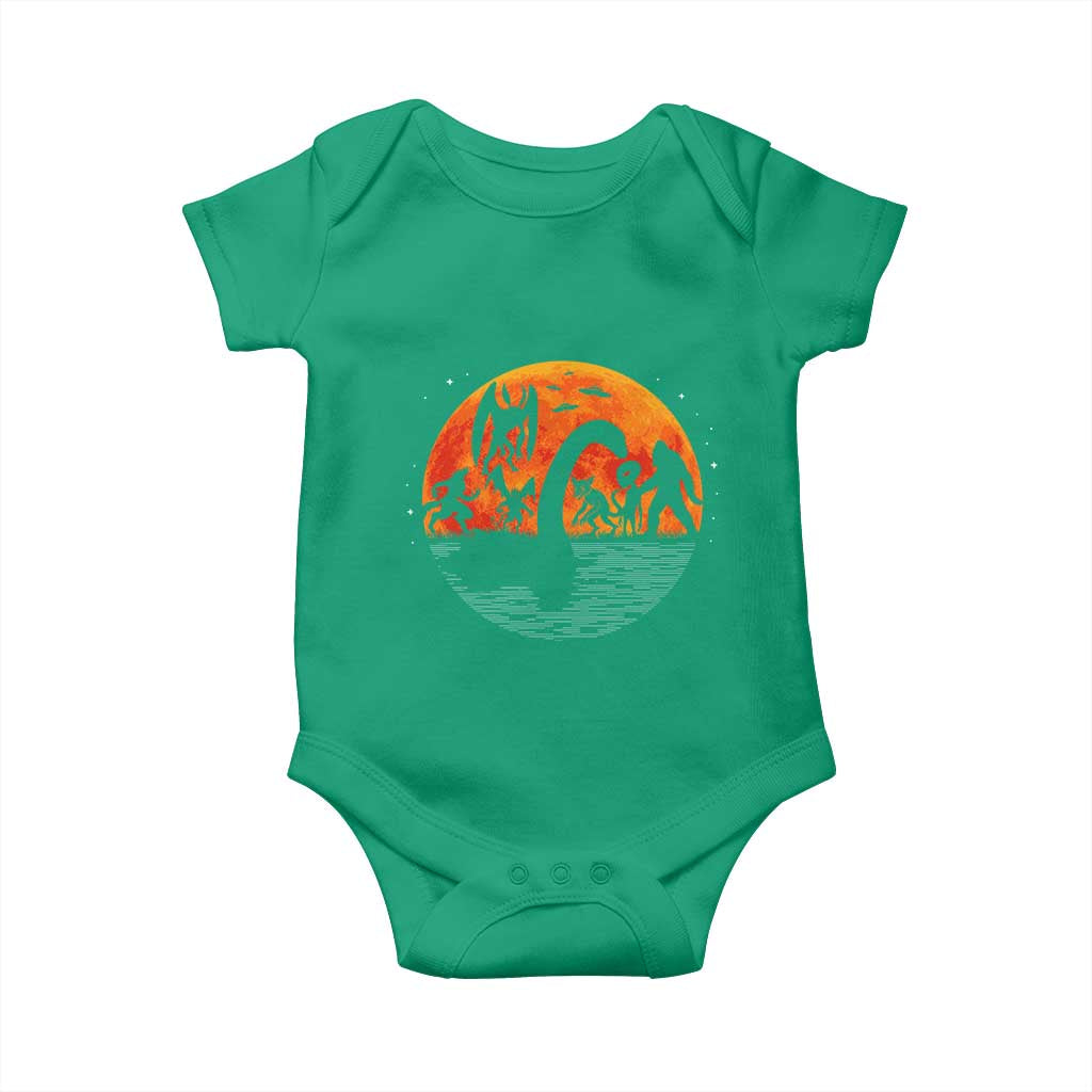 Funny Halloween Cryptid Folklore Bigfoot Alien Mothman Baby Onesie TS11 Irish Green Print Your Wear