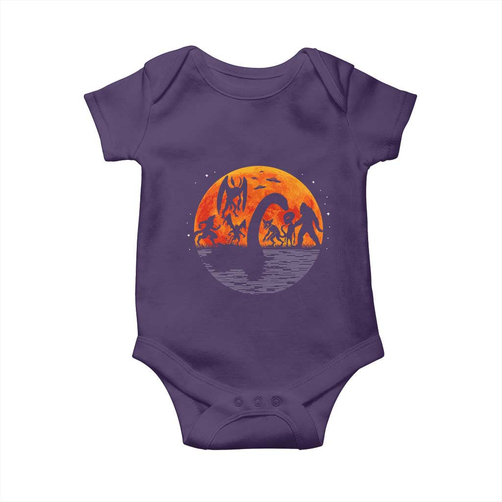 Funny Halloween Cryptid Folklore Bigfoot Alien Mothman Baby Onesie TS11 Purple Print Your Wear