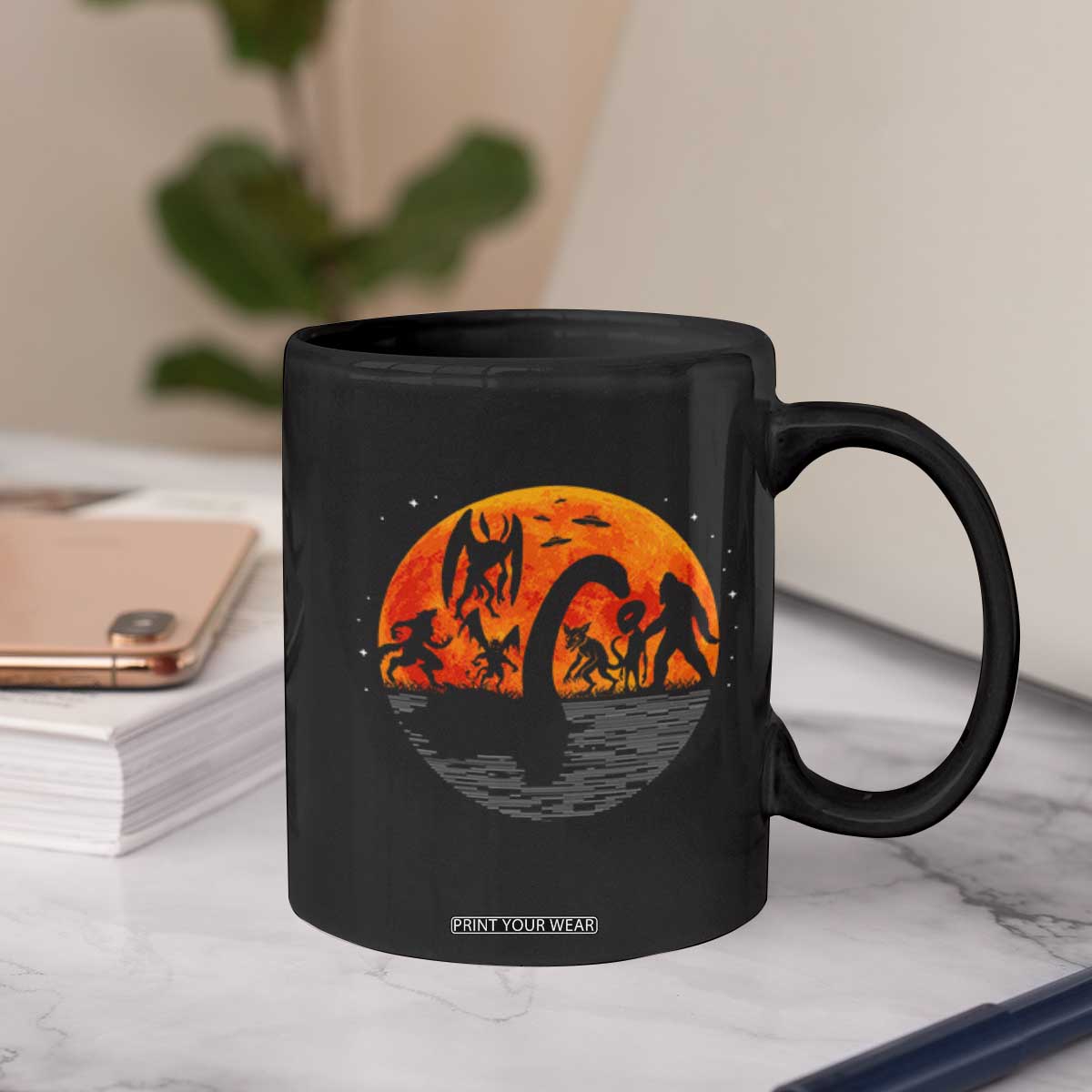 Funny Halloween Cryptid Folklore Bigfoot Alien Mothman Coffee Mug TS11 Print Your Wear
