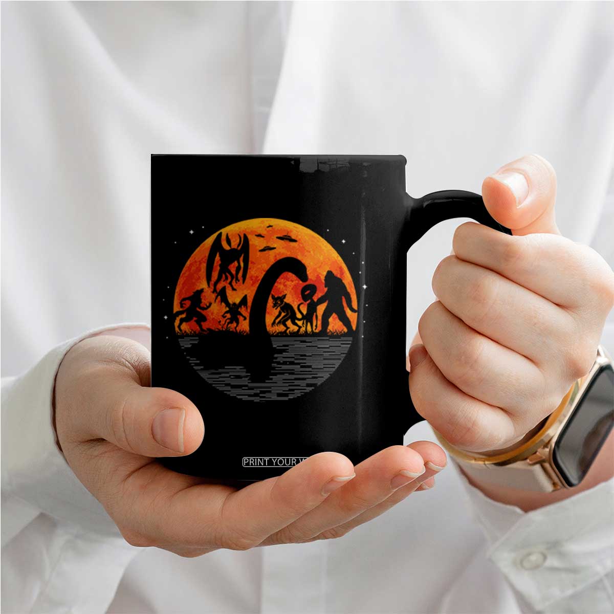 Funny Halloween Cryptid Folklore Bigfoot Alien Mothman Coffee Mug TS11 Print Your Wear