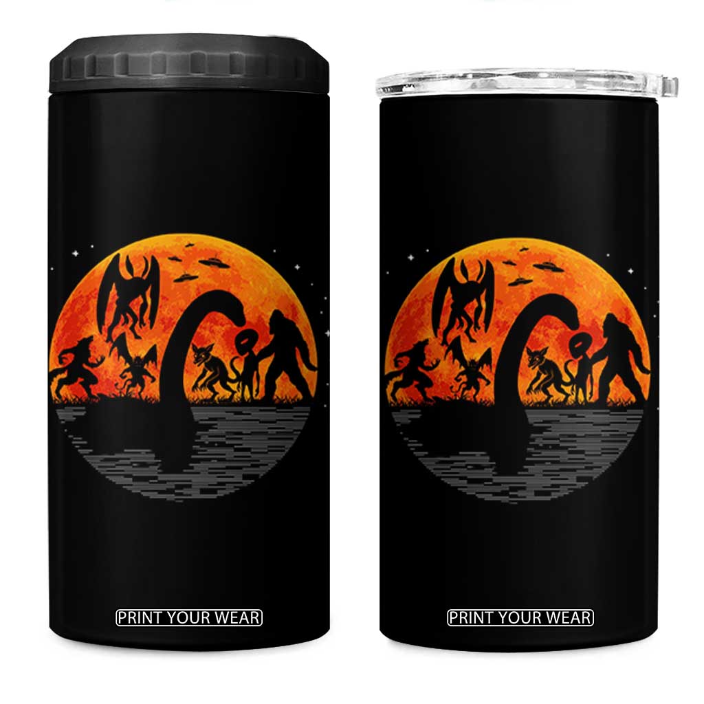 Funny Halloween Cryptid Folklore Bigfoot Alien Mothman 4 in 1 Can Cooler Tumbler TS11 One Size: 16 oz Black Print Your Wear