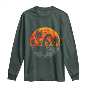 Funny Halloween Cryptid Folklore Bigfoot Alien Mothman Long Sleeve Shirt TS11 Dark Forest Green Print Your Wear