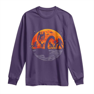 Funny Halloween Cryptid Folklore Bigfoot Alien Mothman Long Sleeve Shirt TS11 Purple Print Your Wear