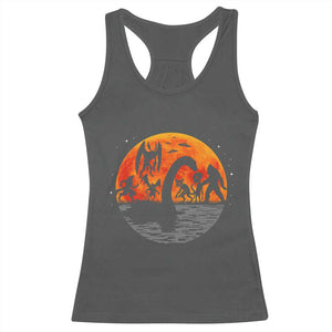 Funny Halloween Cryptid Folklore Bigfoot Alien Mothman Racerback Tank Top TS11 Dark Heather Print Your Wear